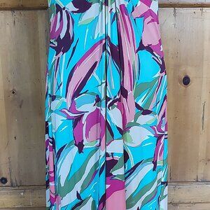 Super Cute Summer Strapless Ambrielle Maxi Dress Teal Pink BurgundySize L